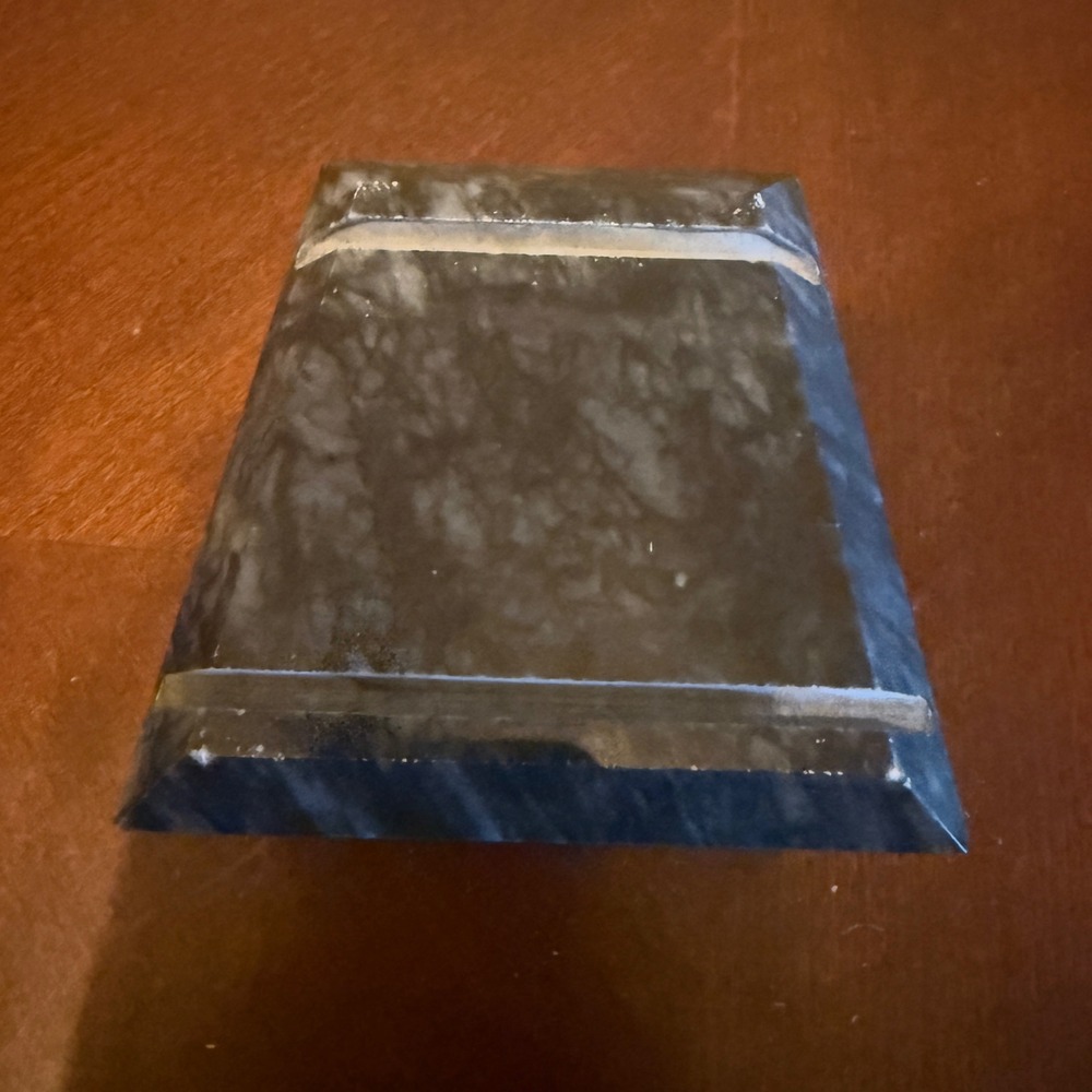 PartyLite Marble Decorative Display Base Stand Beveled Dark Grey White Taiwan